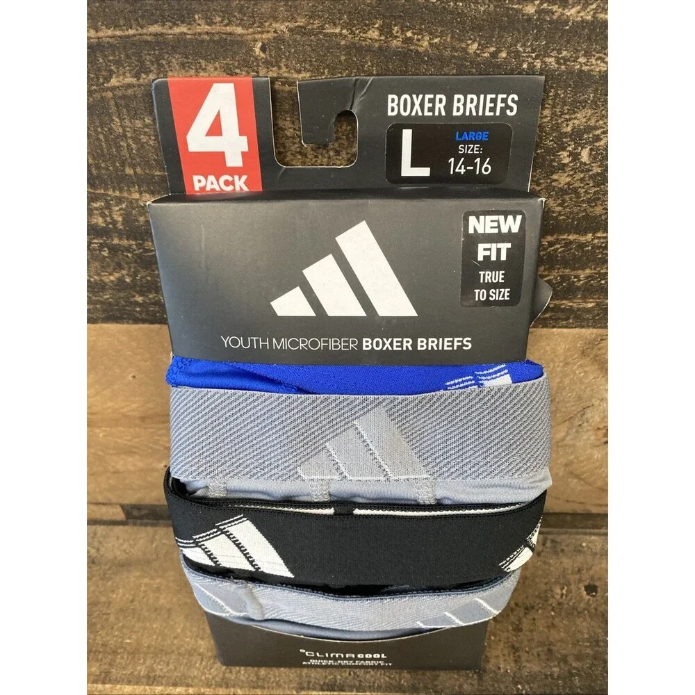 Adidas Youth Boxer Briefs Size Large (14-16) Quick Dry Fabric Athletic Fit New O